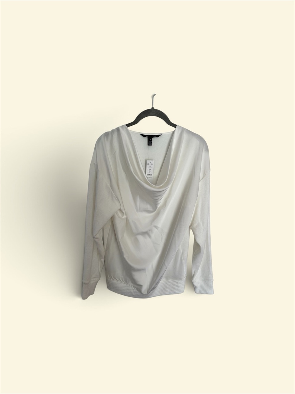 White House Black Market Ivory Draped Cowl Neck Pullover